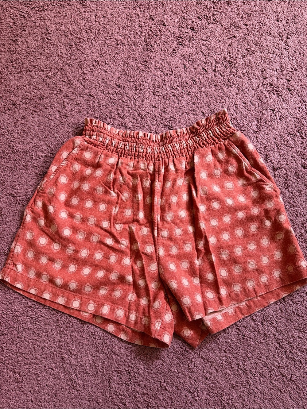 Coral Sun Elastic Waist Shorts